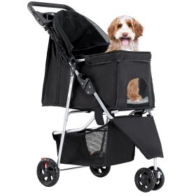 Pet Stroller for Dogs and Cats | Foldable, Lightweight, and Durable | Ideal for Small to Medium Pets | Includes Storage Basket