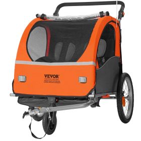 VEVOR Bike Trailer for Toddlers, Kids, Double Seat, 100 lbs Load, 2-In-1 Canopy Carrier Converts to Stroller