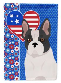 Black and White French Bulldog USA American House Flag Large Porch Sleeve Pole Decorative Outside Yard Banner Artwork Wall Hanging, Polyester