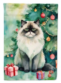 Himalayan Cat By the Christmas Tree Garden Flag Mailbox Flag Decorative Yard Flag Banner Outside Patio Artwork Yard Flower Beds, Garden Size