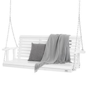 VEVOR Wooden Porch Swing 5.5 ft, Patio bench swing for Courtyard & Garden, Upgraded 880 lbs Strong Load Capacity (Color: White, Seat Length: 5.5 ft)