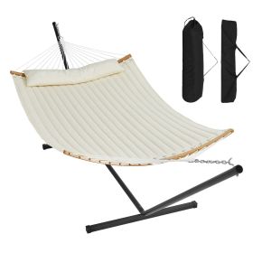 VEVOR Double Quilted Fabric Hammock Two Person Hammock with Stand 480lb Capacity (default: default)