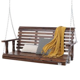 VEVOR Wooden Porch Swing 4.5 ft, Patio bench swing for Courtyard & Garden, Upgraded 880 lbs Strong Load Capacity (Color: Carbonization Color, Seat Length: 4.5 ft)