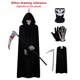 1 Set Halloween Grim Reaper Cloak Costumes Reaper Black Cape Terror Death Hook Sickle Horr Halloween Party Cosplay Costume Props (Color: Mixed set, Ships From: China)